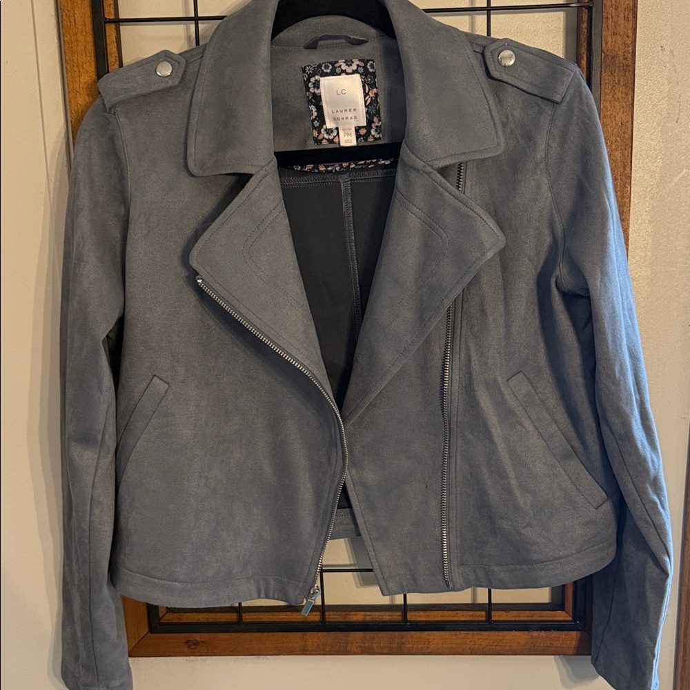 LC Lauren Conrad Women's Gray faux suede Jacket Size MP